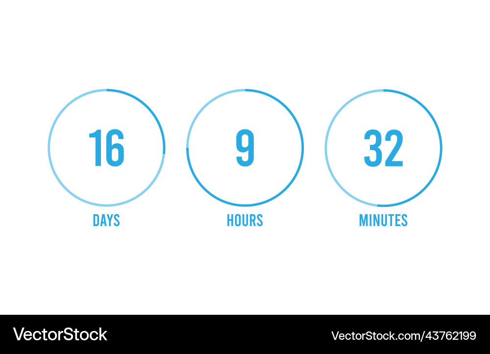 Count timer icon emblem of hours left in flat vector image