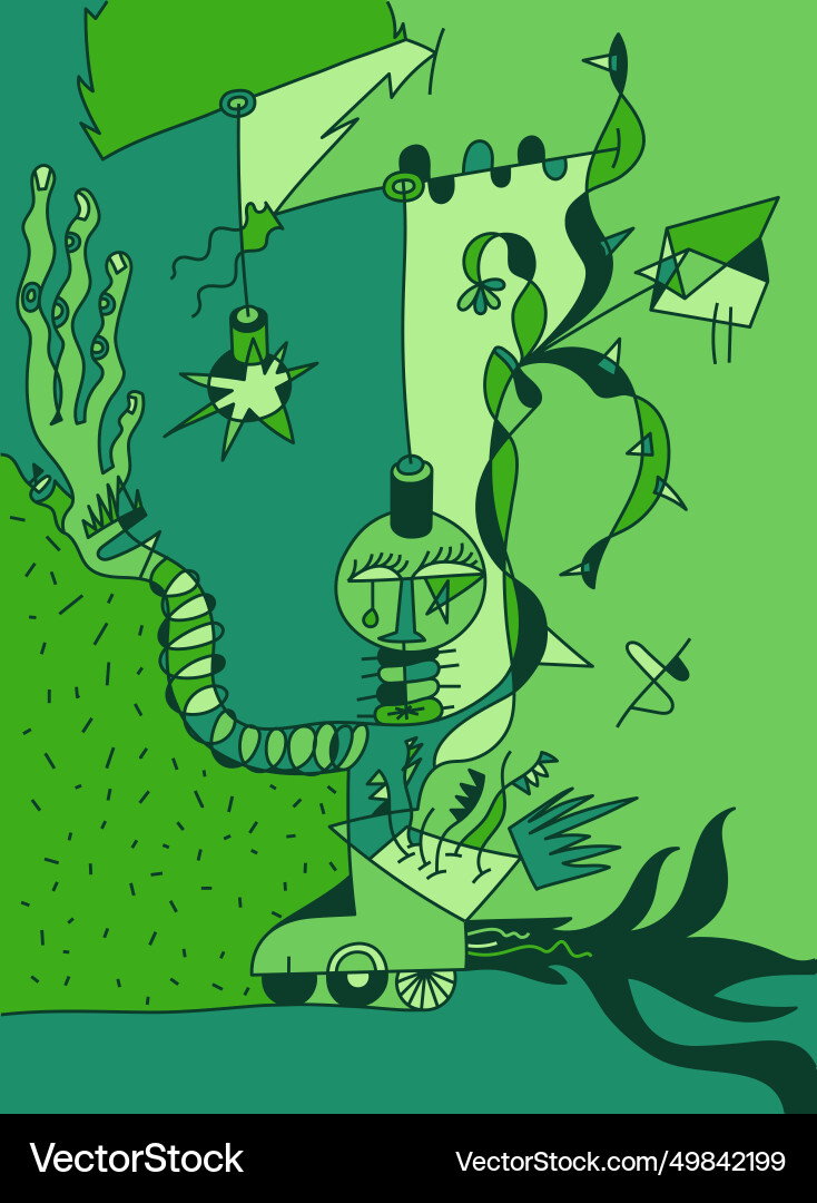 Futuristic linear with robot Vector Image