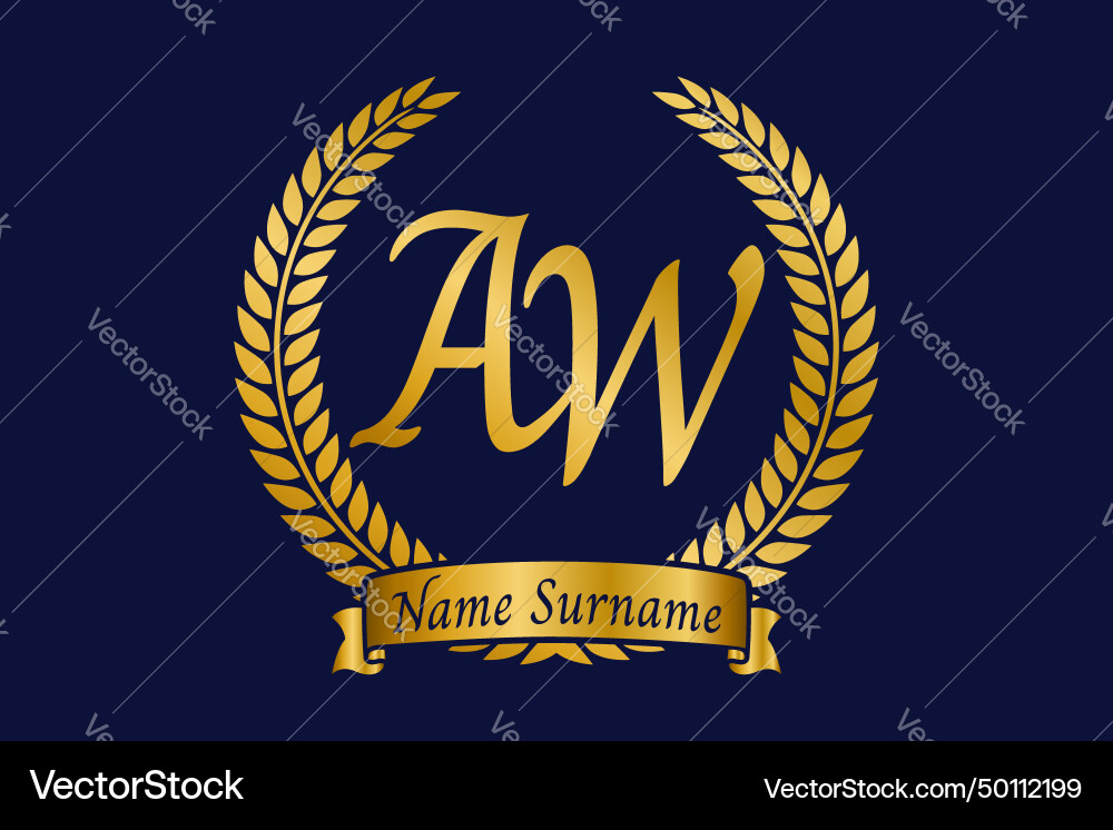 Initial letter a and w aw monogram logo design Vector Image