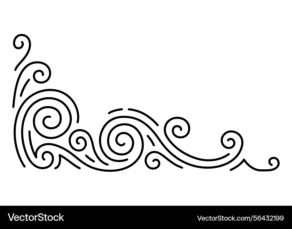 Line curl corner modern decorative linear element Line curl corner modern decorative linear element vector image