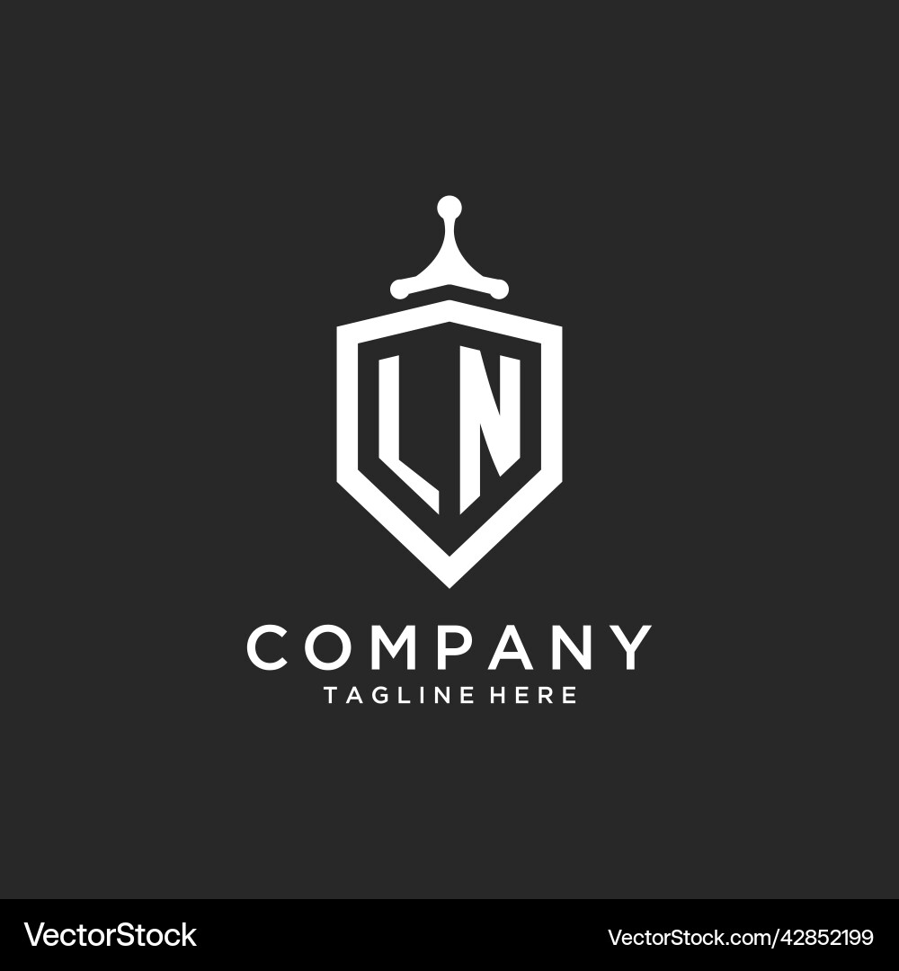 Ln monogram logo initial with shield guard shape Ln monogram logo initial with shield guard shape Vector Image