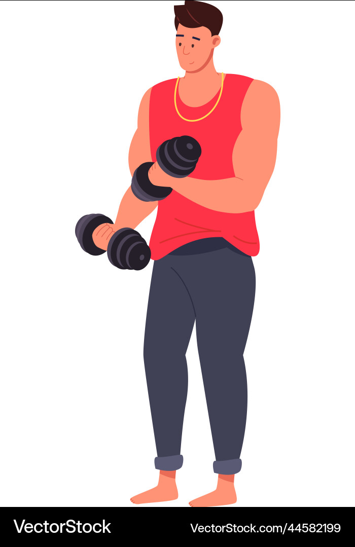 Man exercising with dumbbell power lifting Man exercising with dumbbell power lifting vector image