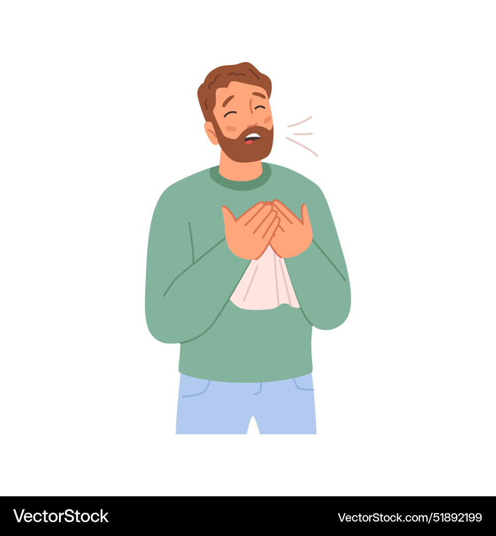 Man having flu coughing person with running nose Man having flu coughing person with running nose vector image