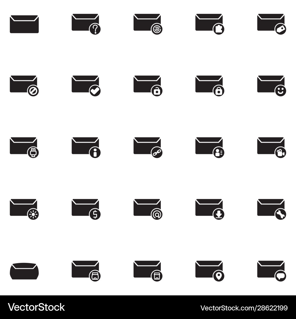 Message icon set design solid style part 1 vector image
