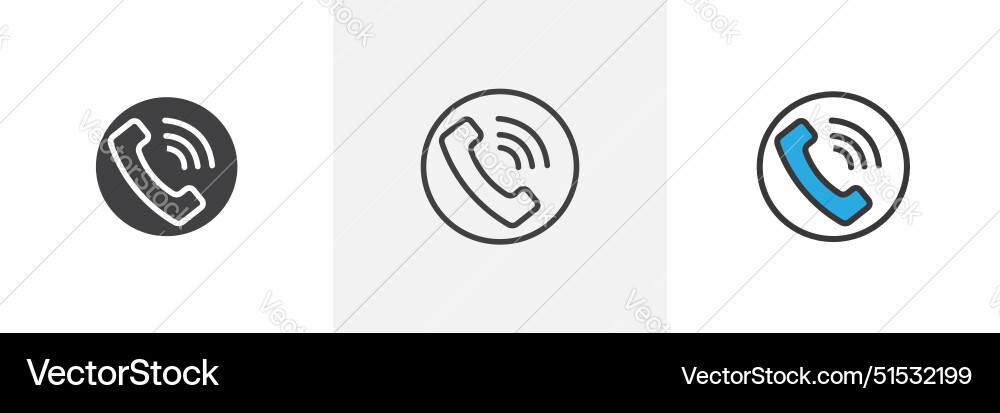 Phone call icon set contact support button mobile Phone call icon set contact support button mobile Vector Image