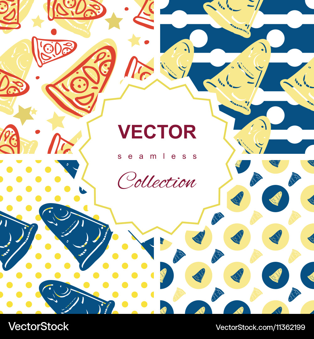 Seamless pattern set with pizza Vector Image