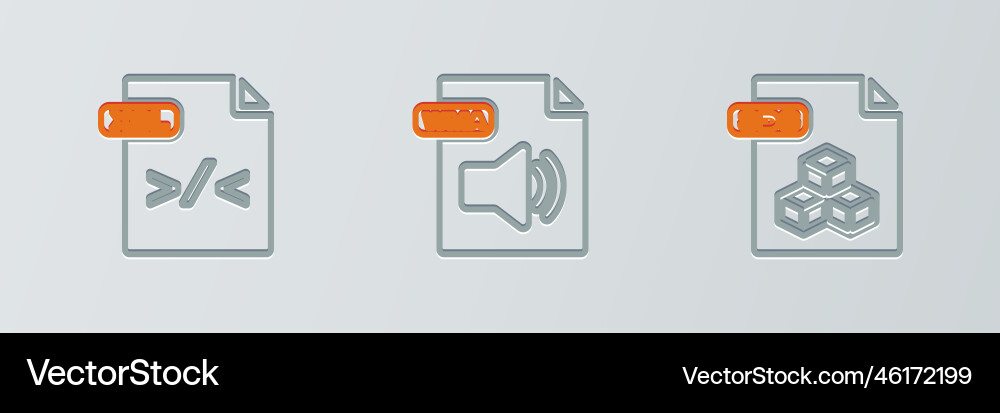 Set line 3ds file document xsl and wma icon Set line 3ds file document xsl and wma icon vector image