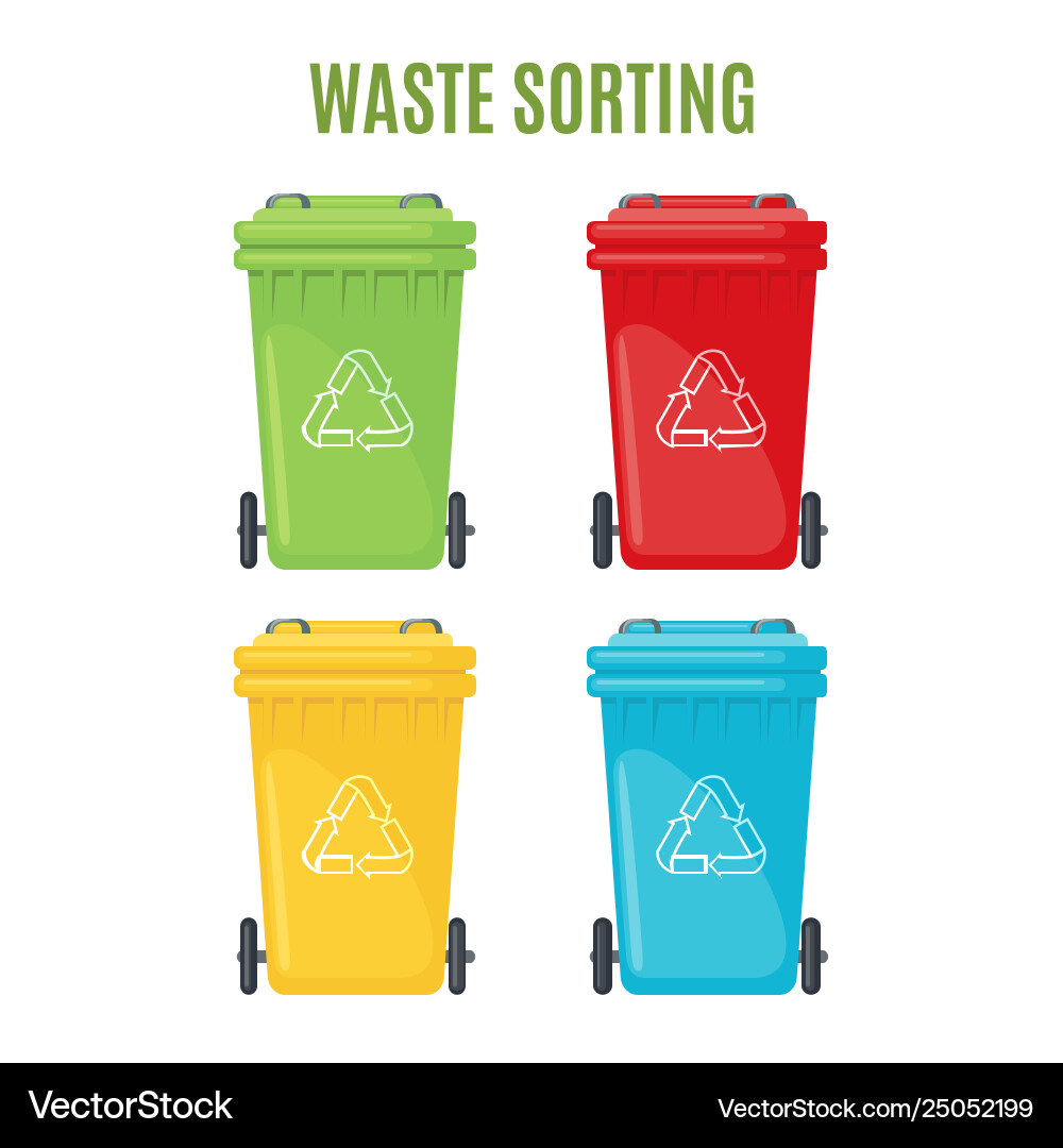 Set trash cans for separate garbage icons Set trash cans for separate garbage icons vector image