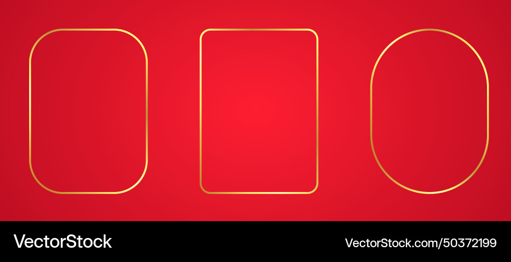Thin gold frame of different shapes rectangular Thin gold frame of different shapes rectangular vector image