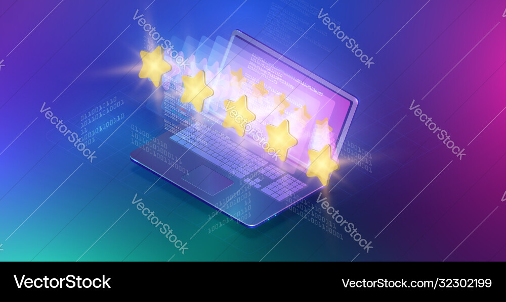 Website or notebook rating with shiny stars Website or notebook rating with shiny stars vector image