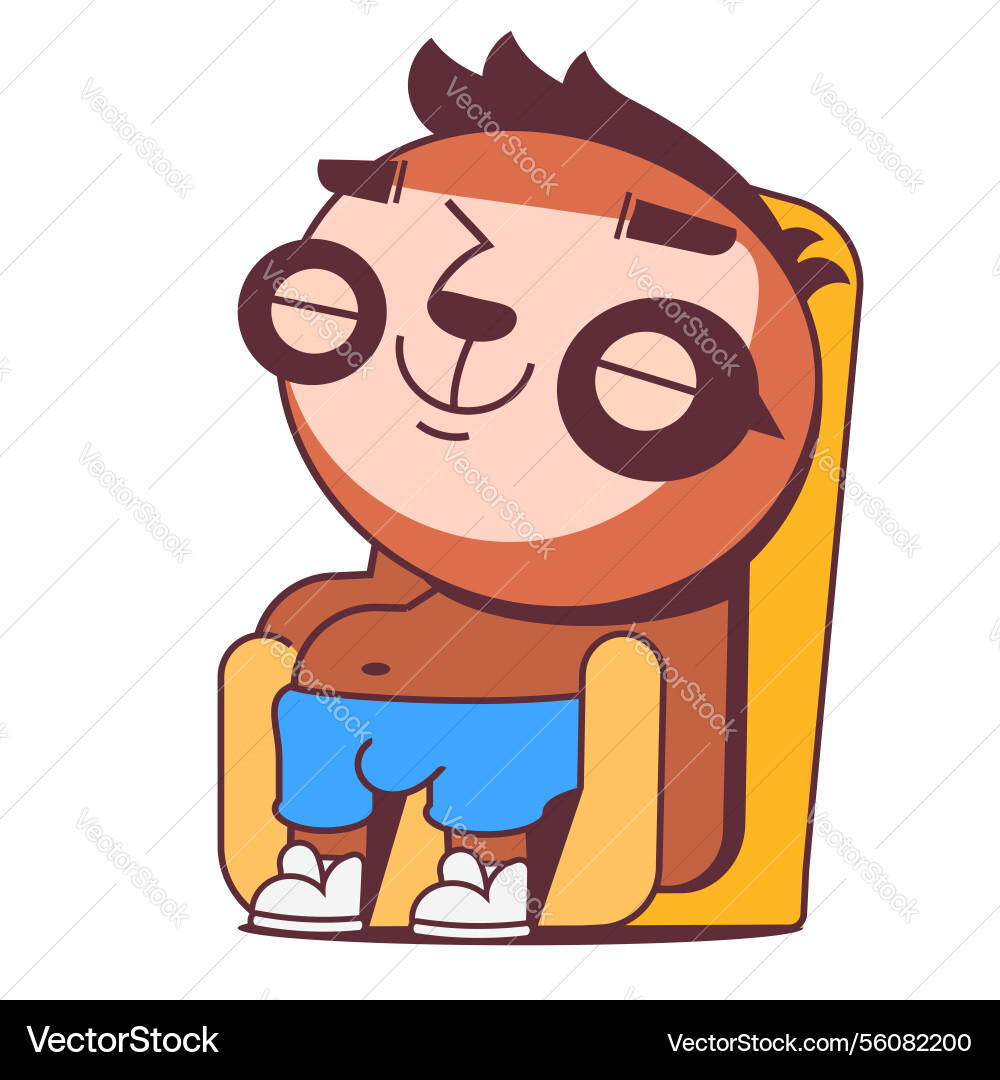 Cartoon of a lazy sloth on branch Vector Image