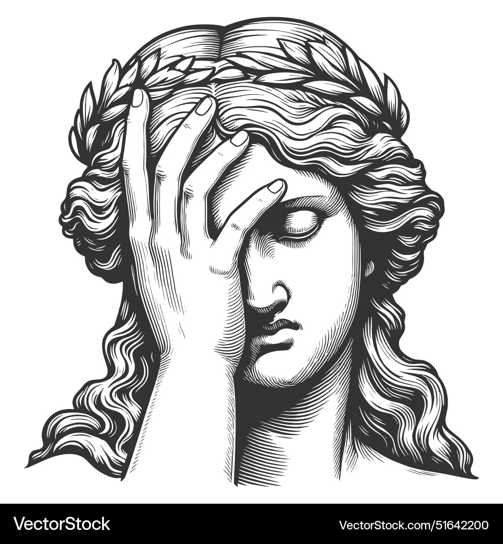 Classical Facepalm Engraving Vector Image