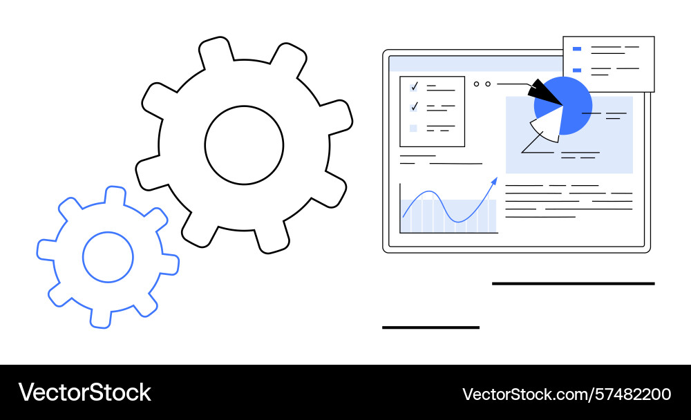 Data visualization and gear integration Data visualization and gear integration vector image