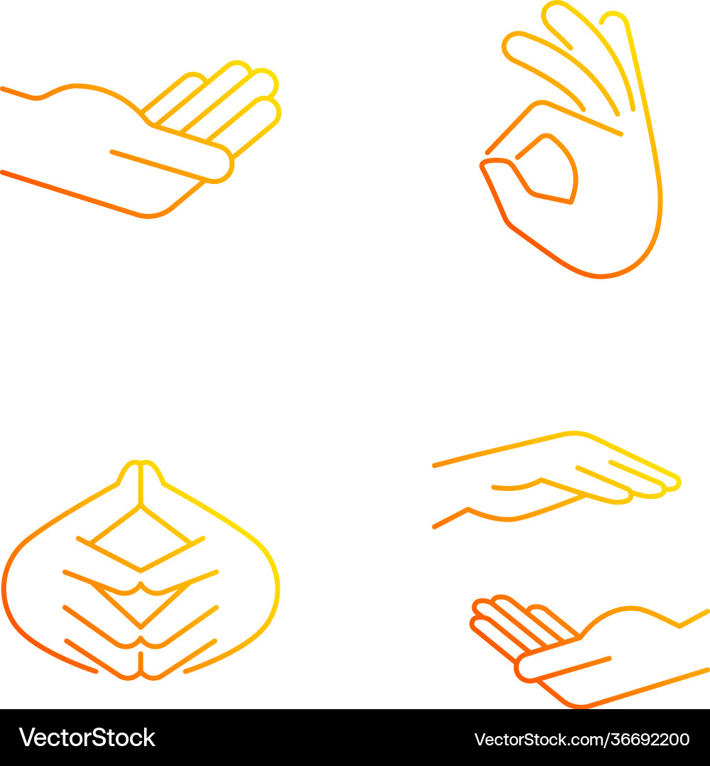 Hand gestures gradient linear icons set Vector Image