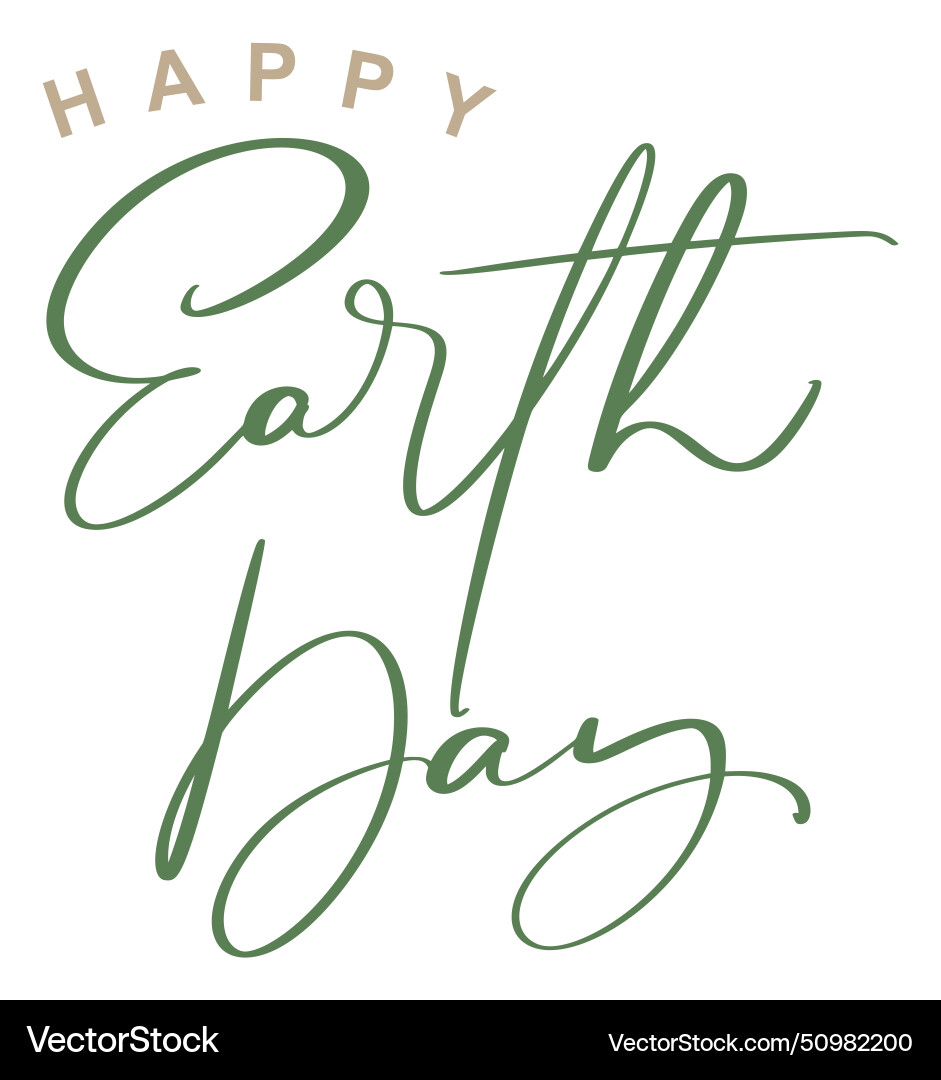 Happy earth day handwritten lettering text logo Vector Image