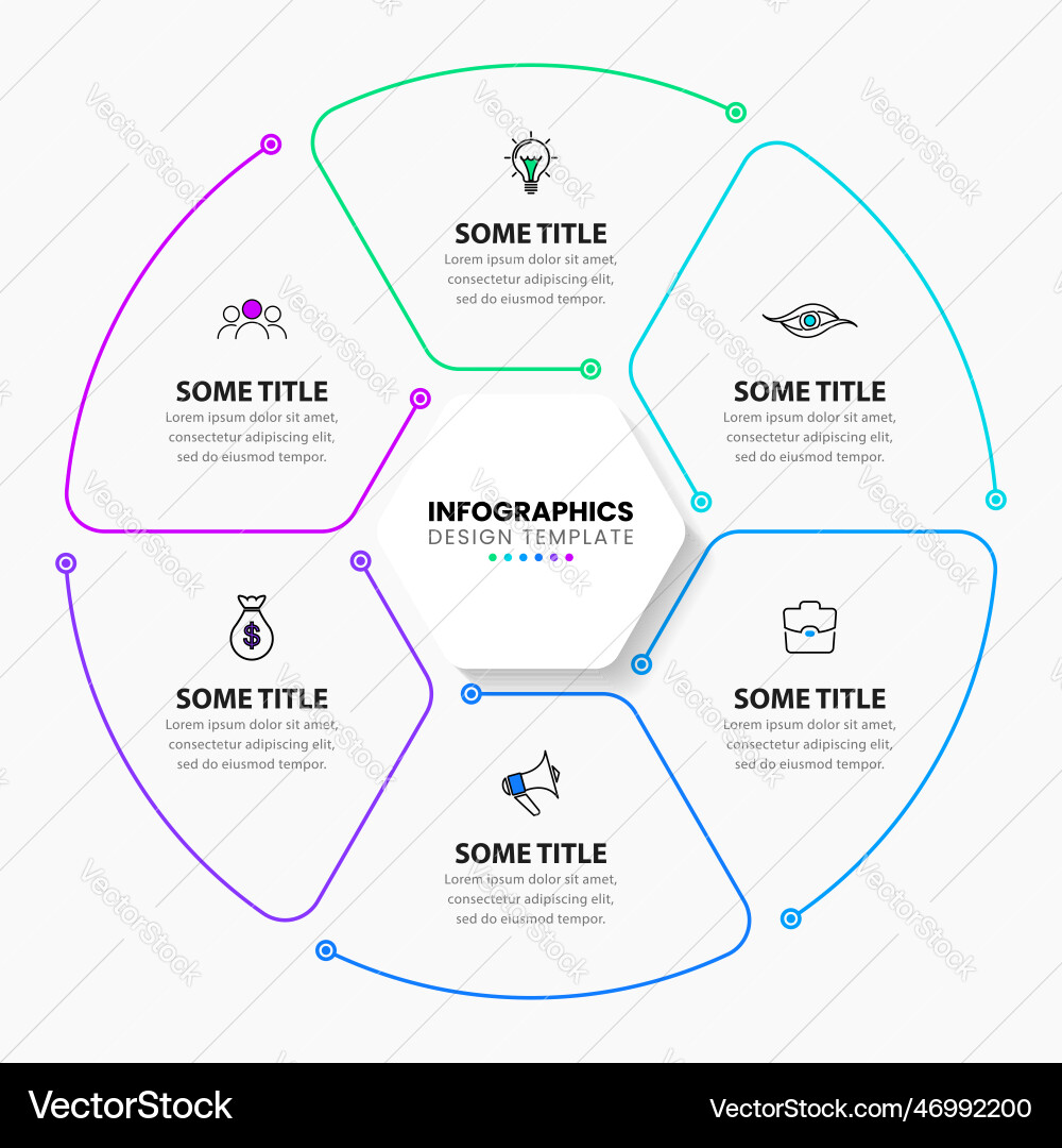 Infographic template hexagon in a circle with 6 Infographic template hexagon in a circle with 6 vector image