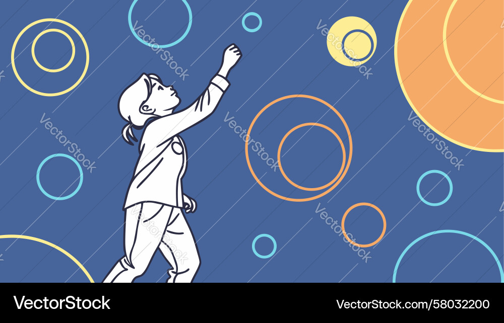Man Ascending in Abstract Space Vector Image