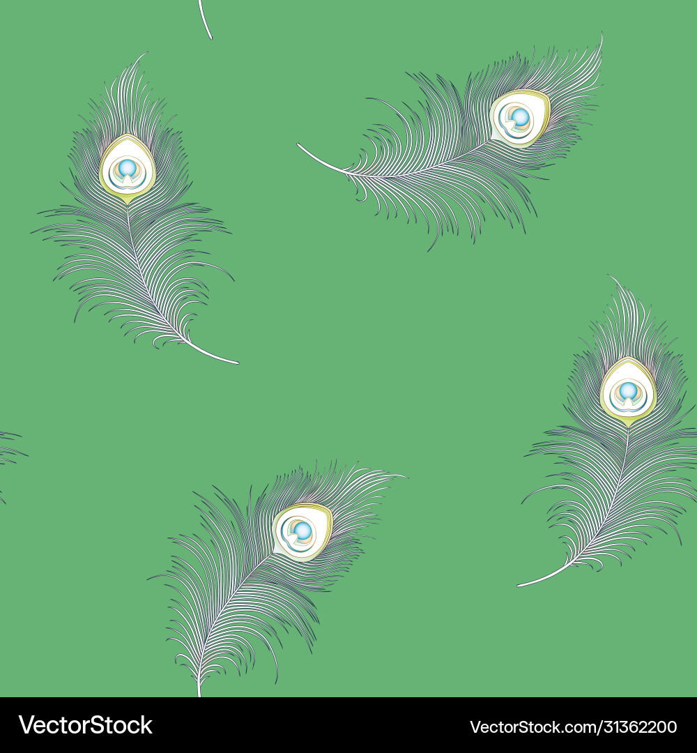 Peacock feathers seamless pattern background Peacock feathers seamless pattern background vector image