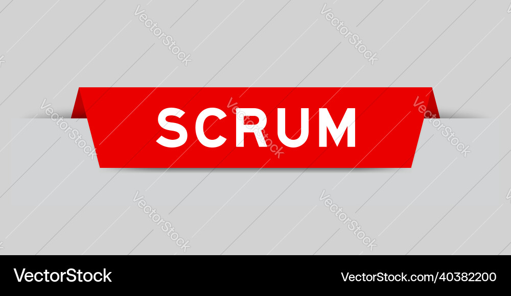 Red color inserted label with word scrum on gray vector image
