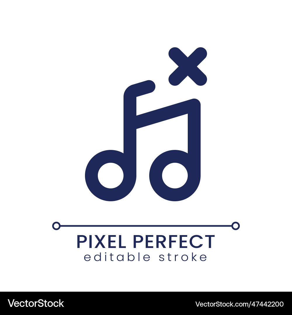 Remove audio track pixel perfect linear ui icon Remove audio track pixel perfect linear ui icon vector image
