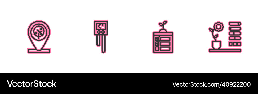 Set line location and tree smart farming Vector Image