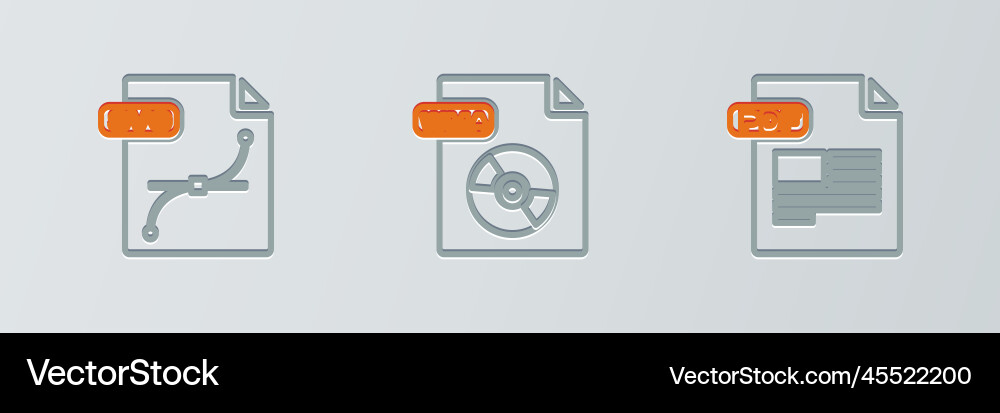 Set line pdf file document svg and wma icon Set line pdf file document svg and wma icon vector image