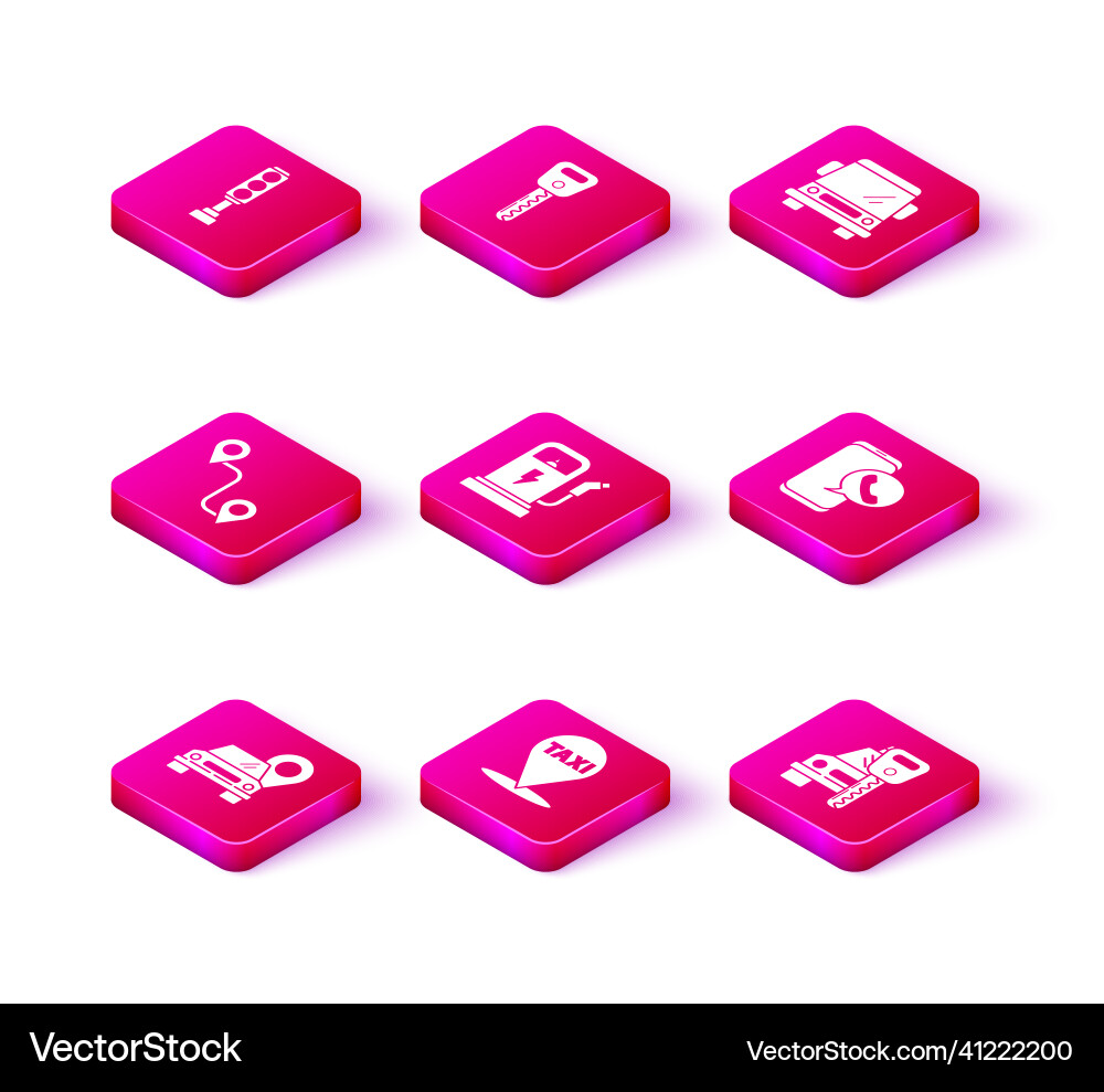 Set map pointer with taxi route location Set map pointer with taxi route location vector image
