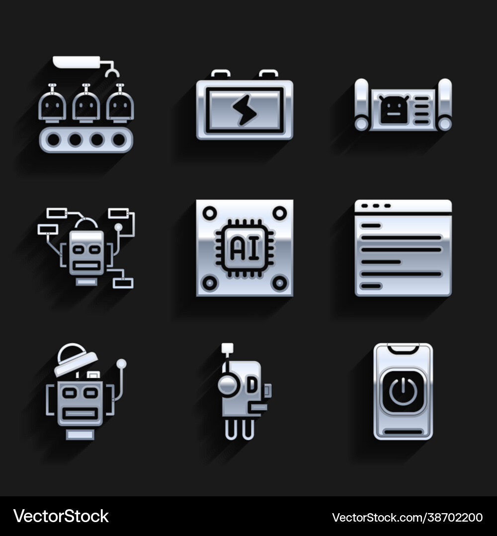 Set processor with microcircuits cpu robot turn Set processor with microcircuits cpu robot turn vector image