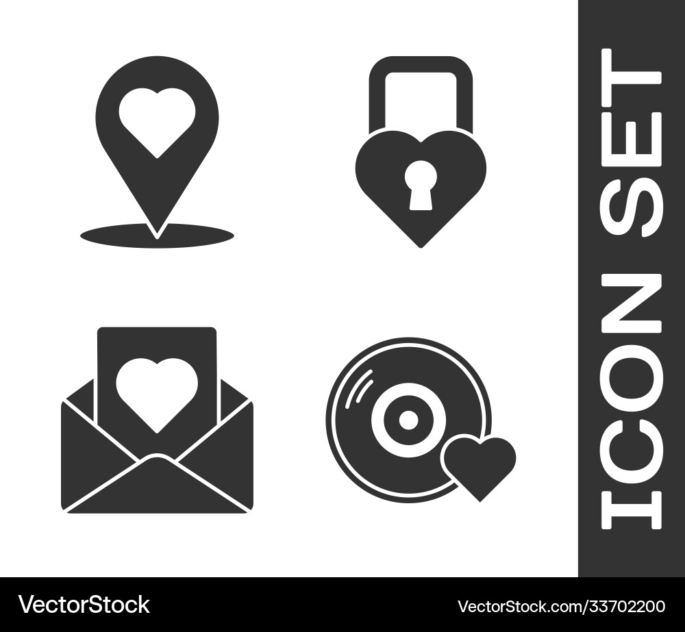 Set romantic music map pointer with heart Set romantic music map pointer with heart vector image