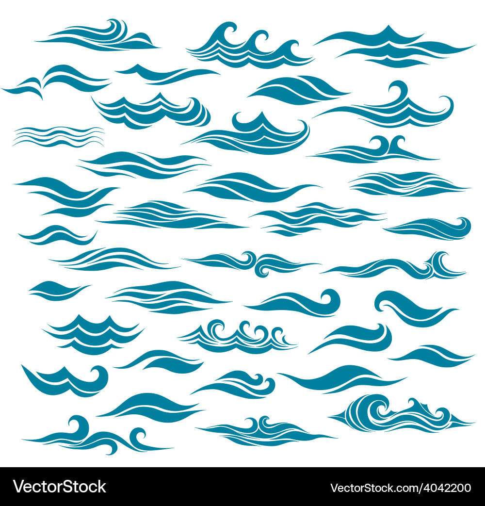 Stylized Water Wave Collection vector image