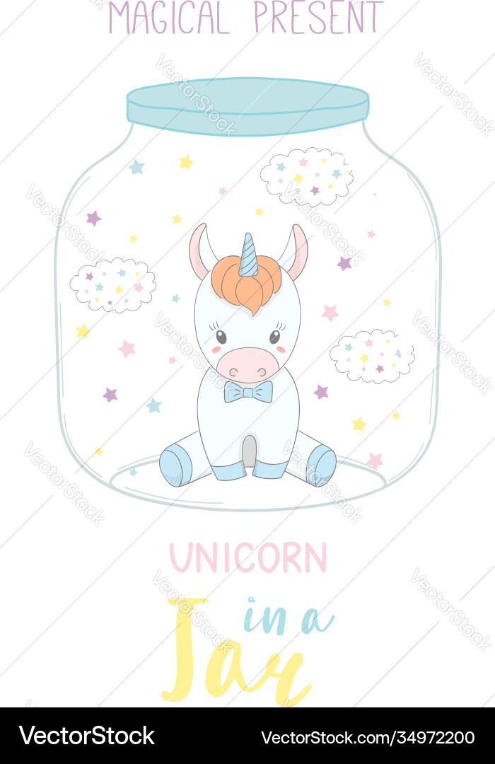 Unicorn in a jar Unicorn in a jar vector image
