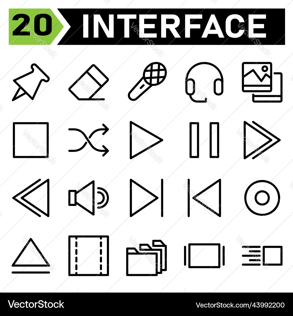 Web-Interface-Symbol-Set enthalten Pin App Web-Interface-Symbol-Set enthalten Pin App Vektorbild