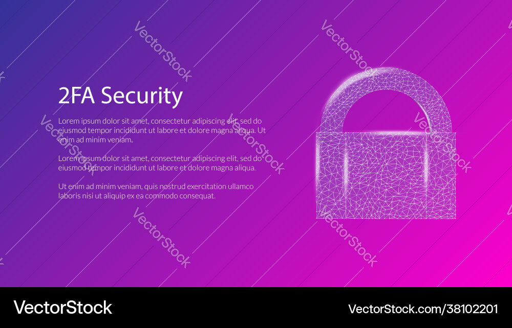 2fa two factor authentication with padlock 2fa two factor authentication with padlock vector image