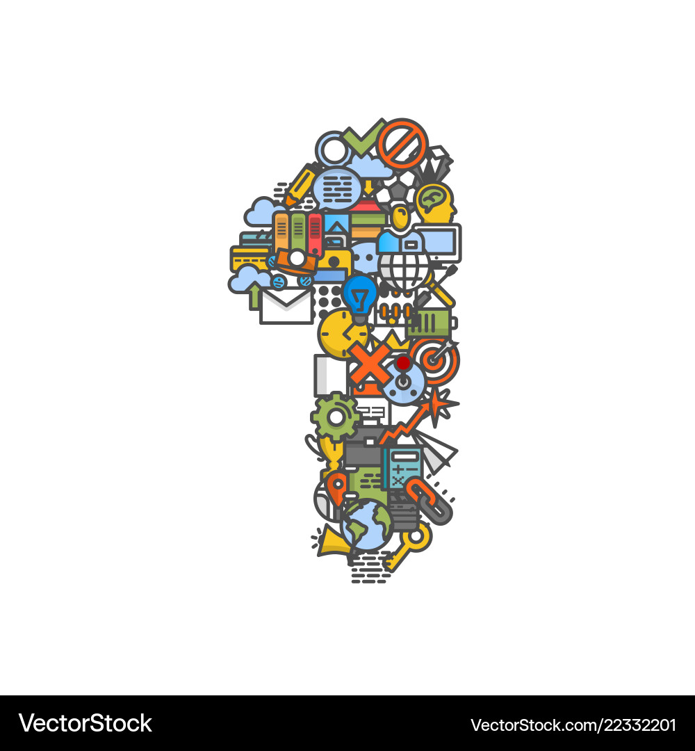 A set of phone icons shaped as one number Vector Image