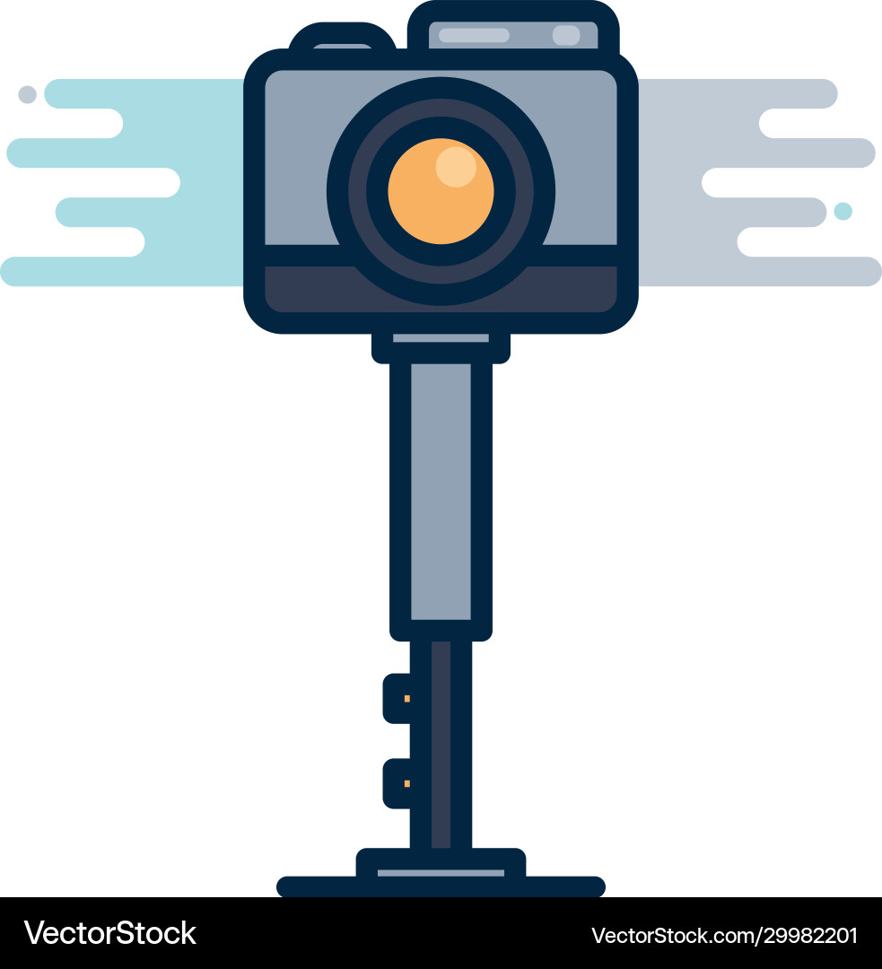 Camera over tripod line fill block style icon vector image
