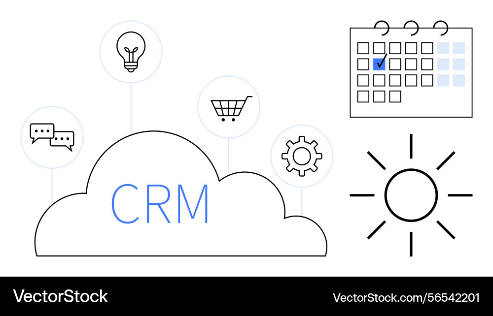 Cloud-based crm system with calendar chat Cloud-based crm system with calendar chat vector image