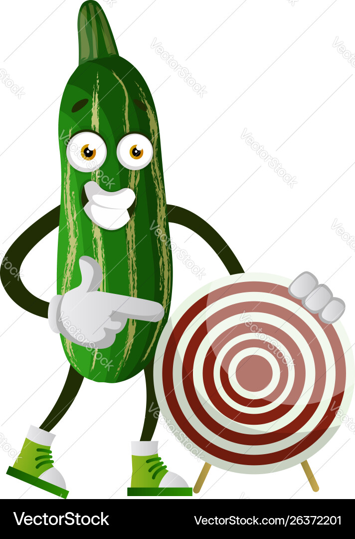Cucumber with target on white background vector image