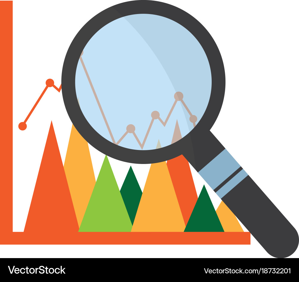 Diagram graph statistic and magnifier search vector image