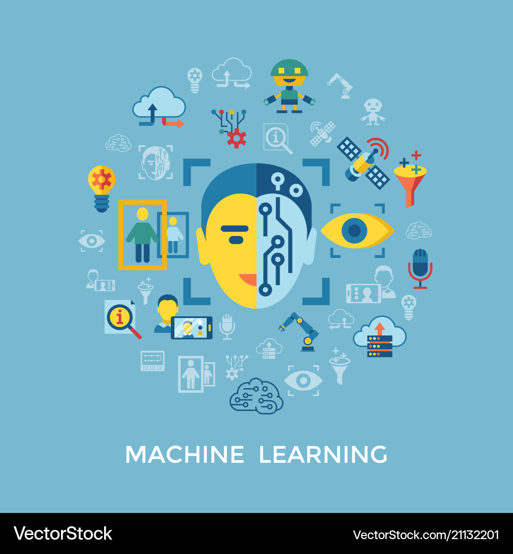 Digital machine learning Digital machine learning vector image