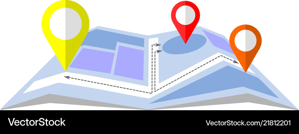 Flat gps location pointer on map Flat gps location pointer on map Vector Image