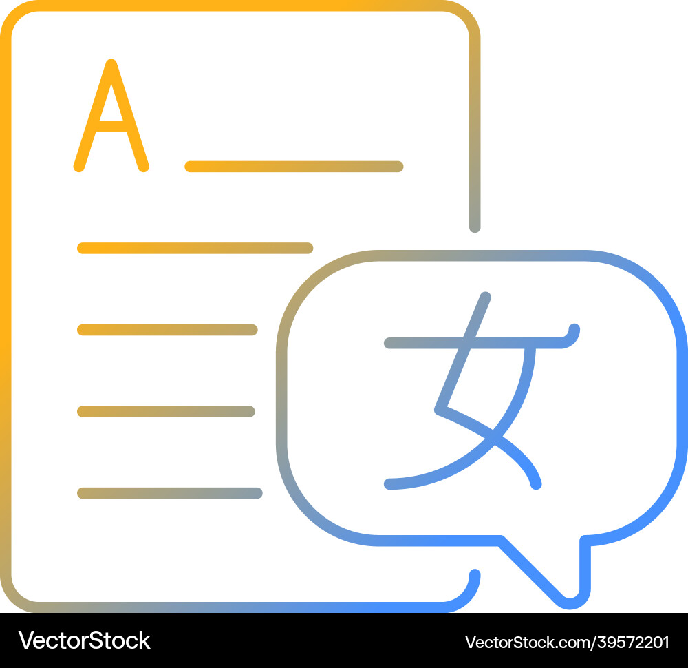 Foreign languages gradient linear icon Foreign languages gradient linear icon Vector Image