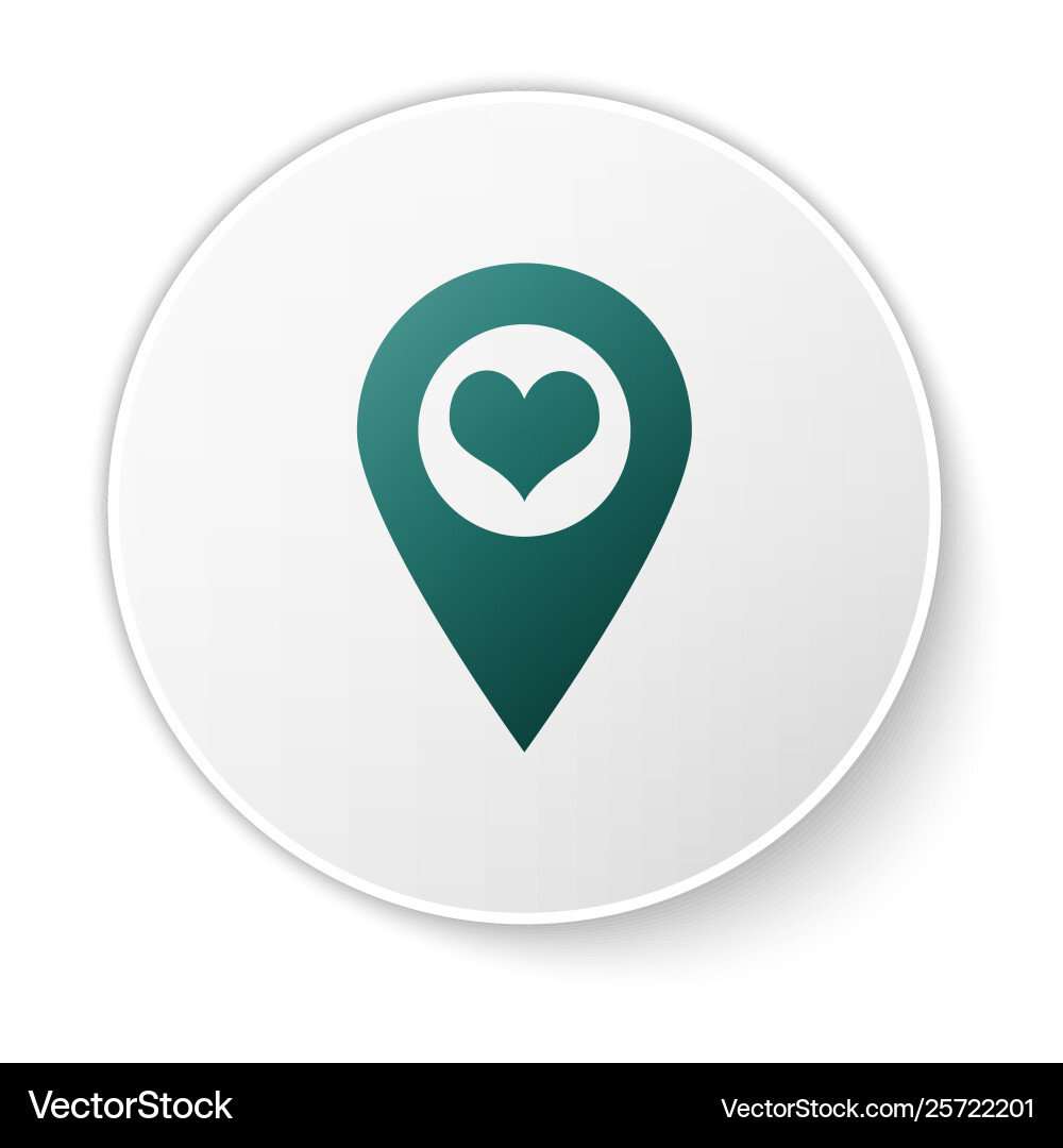 Green map pointer with heart icon isolated Green map pointer with heart icon isolated vector image