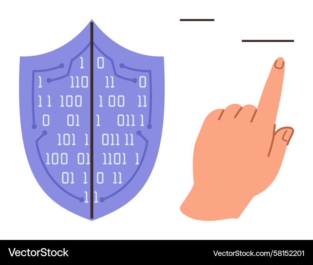 Hand Clicking Near Shield with Binary Vector Image