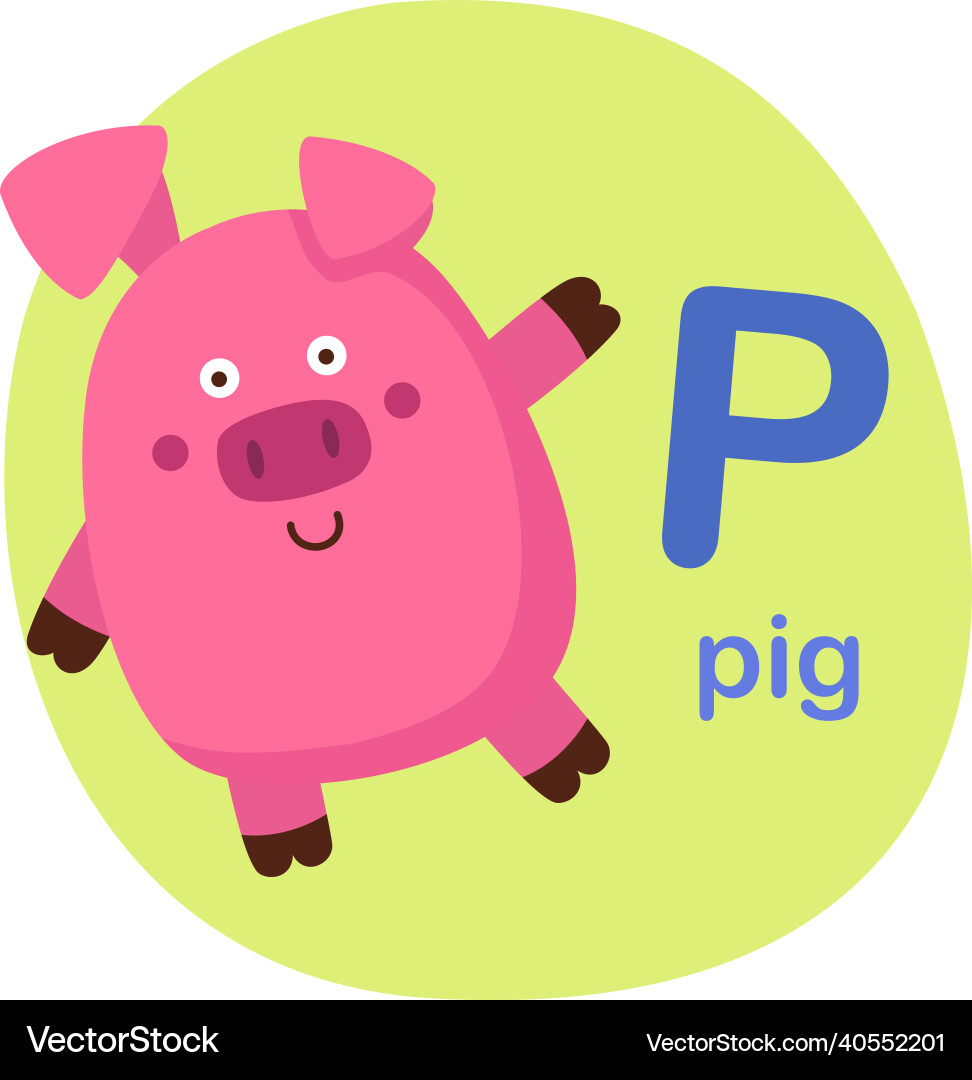 Isolated alphabet letter p-pig Isolated alphabet letter p-pig vector image