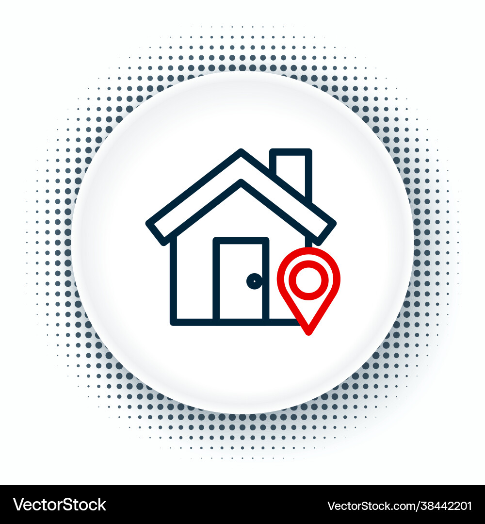 Line map pointer with house icon isolated on white vector image