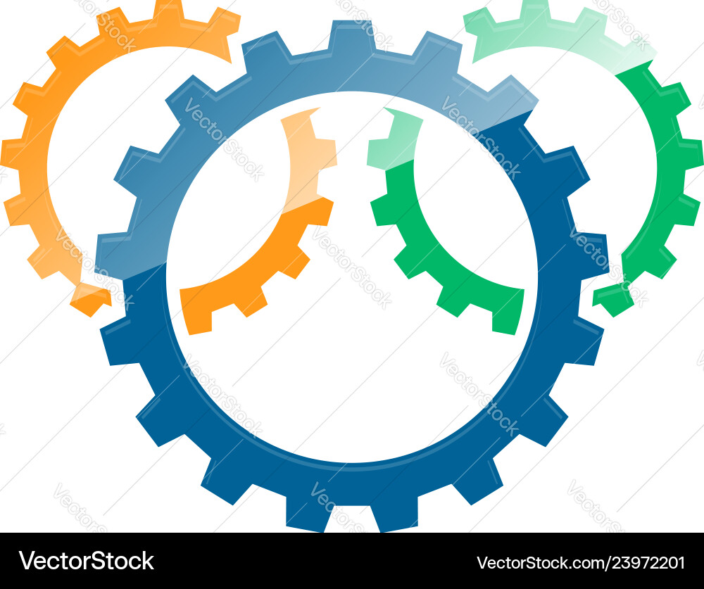 Overlapping Gears - Abstract Icon Vector Image