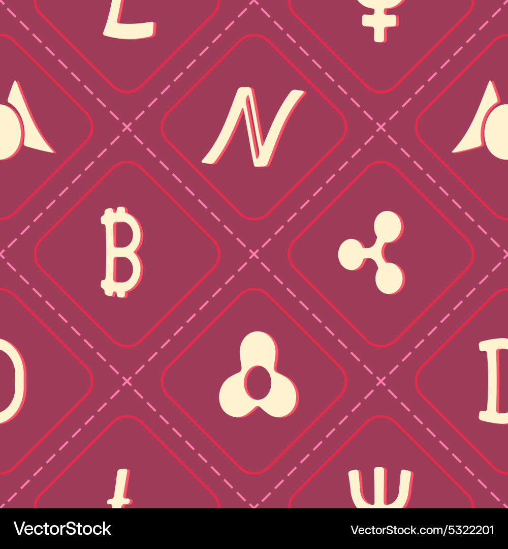 Seamless pattern with different cryptocurrency vector image