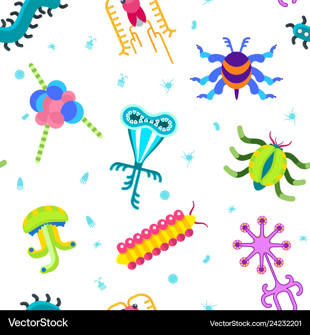 Seamless pattern with simplest microorganisms Seamless pattern with simplest microorganisms vector image