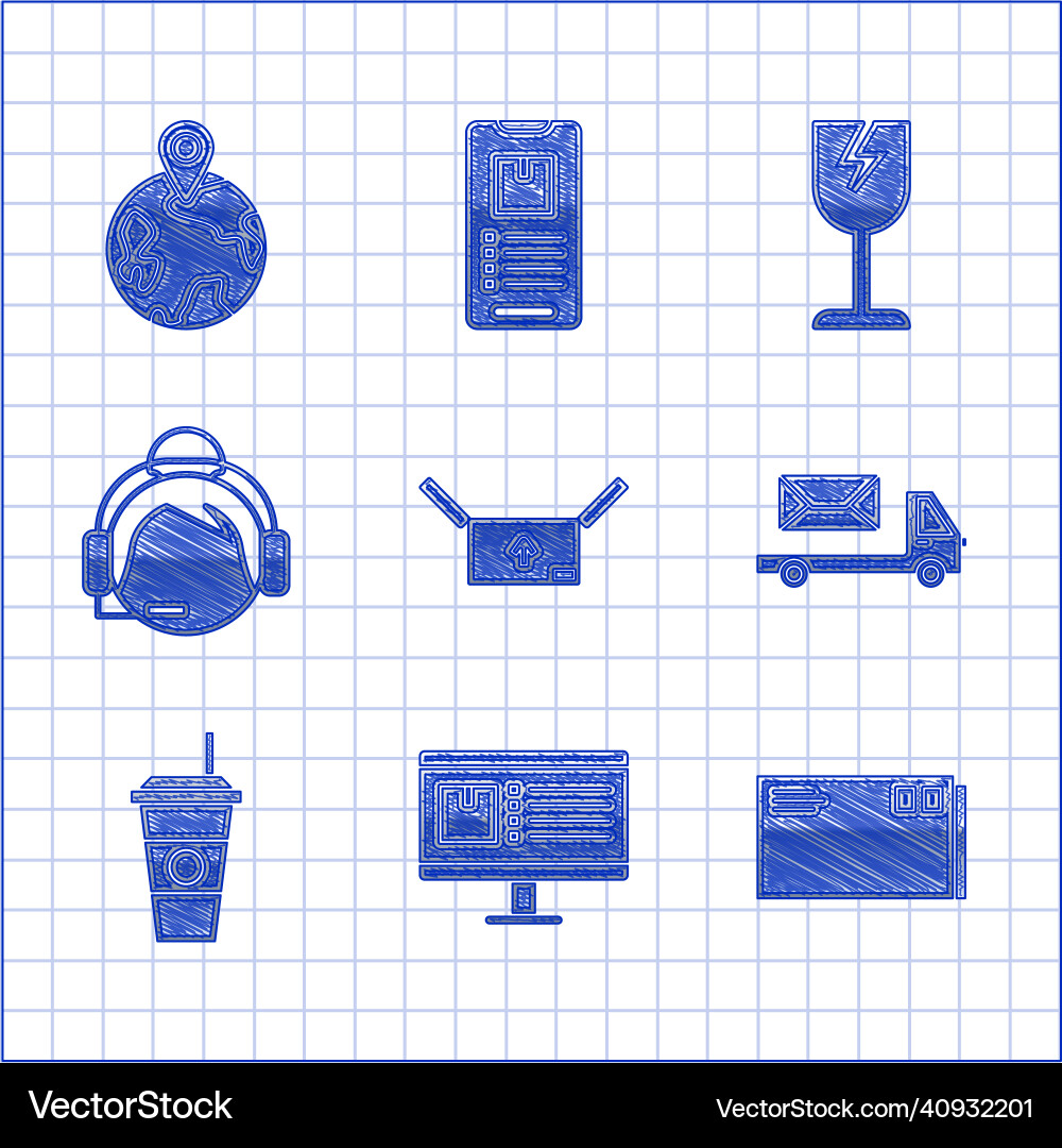 Set cardboard box with traffic symbol computer Set cardboard box with traffic symbol computer vector image