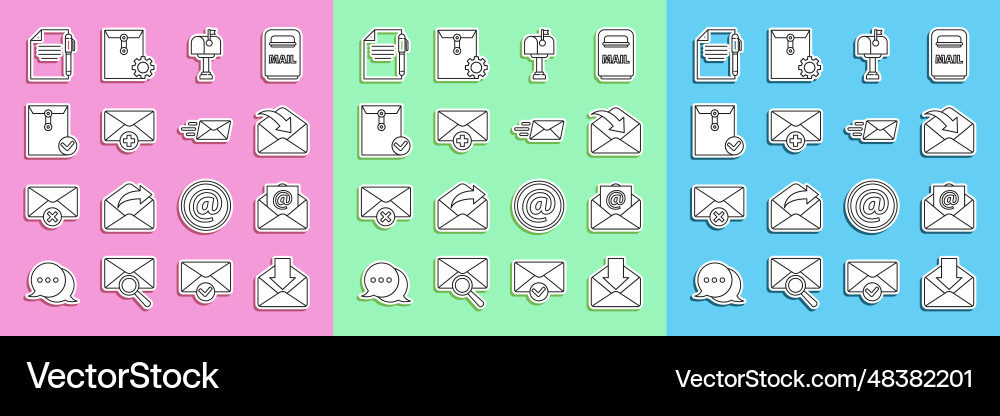 Set line envelope mail and e-mail box received Set line envelope mail and e-mail box received vector image